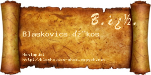 Blaskovics Ákos névjegykártya