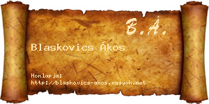 Blaskovics Ákos névjegykártya